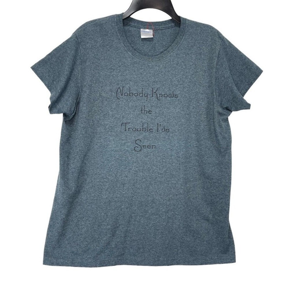 Womens T Shirt Sz L Gray Cotton Short Sleeves basic tee